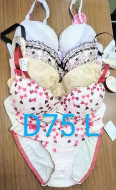 ブラジャー＆ショーツ 4組セット D75 Lサイズ