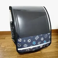 サッカー柄 反射テープ付き ランドセルカバー ブラック/黒 男の子