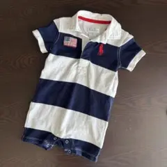 【Ralph Lauren】ストライプロンパース 6M（70）