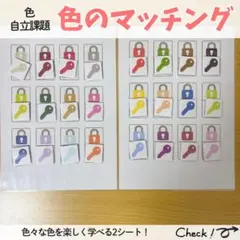 色のマッチング2シート 自立課題 療育教材 特別支援 モンテッソーリ 保育