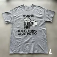 アメリカ古着半袖Tシャツ"BEER"グレー XL ビール 酒 GRAY 乾杯 呑