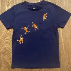 グラニフ　おさるのジョージ　刺繍 ネイビー Tシャツ 130