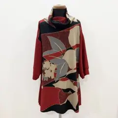 詩仙堂　シセンドウ　ちりめん　日本製　トップス　チュニック　タートルネック