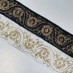 2m●刺繍リボン●装飾リボン●全2色●約45mm●ハンドメイド●資材