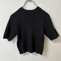 ✨美品✨GRL リブ 丈短め ラメ入り 伸縮性あり ブラック 半袖