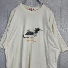 鳥　刺繍　90s TOMAHAWK コットン100% Tシャツ　古着　2XL