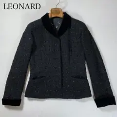 【美品】LEONARD レオナール 装飾ウールジャケット ブラック Mサイズ相当