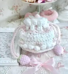 ふわもちいちご巾着 ピンクラベンダー