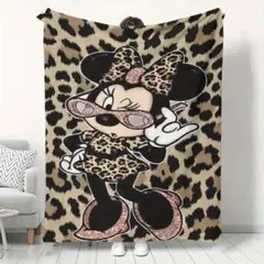 Disney でかっミニーちゃん＆ヒョウ柄仕様×茶☆毛布 【180×200cm】