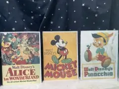 【当時物】Disney ディズニー 不思議の国のアリスピノキオミッキー ポスター