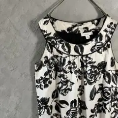 dressbarn ノースリーブ　レトロ　総柄　バラ　花柄　個性的　古着　VT2