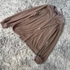 zucca ズッカ リブカーディガン バックロゴ ライトブラウン サイズフリー
