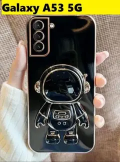 Galaxy A53 5G 宇宙飛行士　スタンド　メッキ風ケース　可愛い 黒