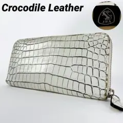 ✨美品✨JRA バニラクロコ センター取り ラウンドジップ 長財布 ホワイト