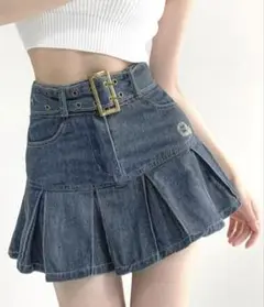 Miniministore ミニデニムプリーツスカート ベルト付き