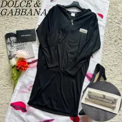【美品】DOLCEu0026GABBANA ワンピース ブラック ブランドロゴプレート