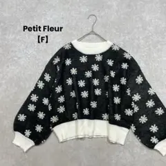 a2140＊Petit Fleur手洗い可　花柄ニット　黒【F】　大人可愛い