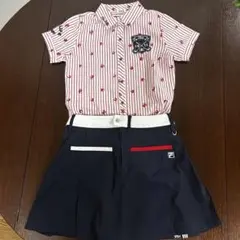 フィラゴルフ　ウェアセット　ストライプシャツ&キュロット