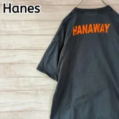 Hanes ヘインズ Tシャツ ゆるだぼ 背面プリント 両面 ブラック
