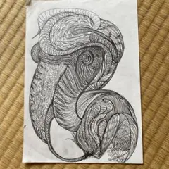 抽象的な動物の鉛筆画 A4