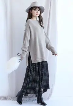 マイストラーダ ドット柄イレヘムロングスカート
