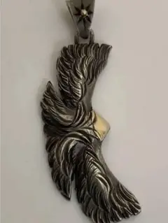 ビッグハンド 3Dシルバーネックレス 18kイーグル ブルートパーズ 黒檀 ビッグハンド 3Dシルバーネックレス 18kイーグル ブルートパーズ