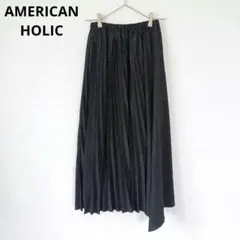 【アメリカンホリック】ロングフレアスカート ドット柄 アシンメトリー プリーツ