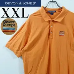 【美品】DEVON & JONES 半袖ポロシャツ XXL オレンジ 刺繍 古着