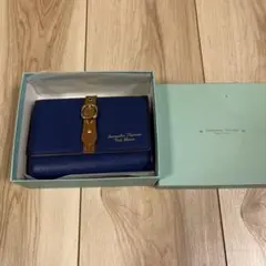 サマンサタバサ 牛皮　三つ折り財布 青