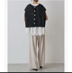 【正規品】ビアズリー リネンニットベスト 2way ブラック
