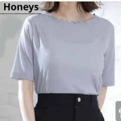Honeys シアー Tシャツ メロウ襟　メロー襟