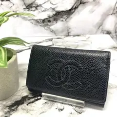CHANEL キャビアスキン ココマーク キーケース 3752