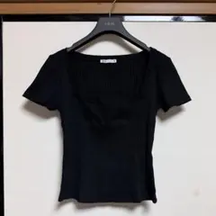 ZARA スクエアネック リブ 半袖 Tシャツ