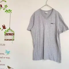 ミチコロンドン/ 綿100% Vネック ロゴTシャツ 半袖シャツ グレー M
