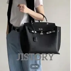 JISTORYジストリー スクエアベルトハンドルバッグlarge ブラック