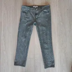 ピンキー&ダイアン チェック柄 グレー クロップドパンツ Lサイズ