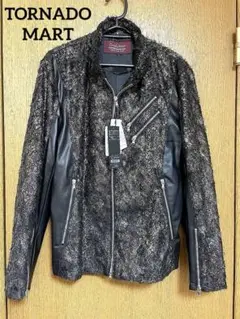 美品　トルネードマート　シルバーグレー パイソン柄シングルライダースジャケット TORNADOMART パイソン柄 ライダースジャケット トルネードマート