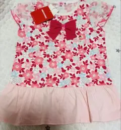 ミキハウス　リーナ花柄リボン付きTシャツ 100cm
