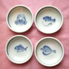 【セット】山下工芸 磁製小皿 豆皿 醤油皿 鯛 ヒラメ カニ フグ