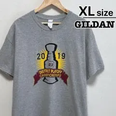 USA古着　GILDAN　Tシャツ　XL　グレー　ホッケー　記念品　プリント