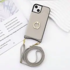 ストラップ付きスマホケース グレー iPhone SE（第3世代）
