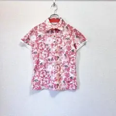 【極美品】adabat アダバット 総柄 半袖ポロシャツ レッド レディース