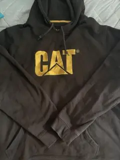 CAT パーカー XXL ブラウン ゴールドロゴ