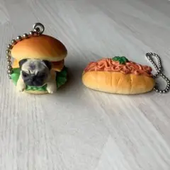 ハンバーガー型パグキーホルダー⭐︎スパゲティパン