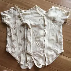 くま柄　ワッフル生地ロンパース
