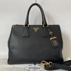 【美品】プラダ ハンドバッグ 2way ヴィッテロダイノレザー BN2420 黒