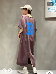 UCLA バックBIGプリント スウェットロングワンピース　スリットワンピース