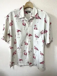 MORGAN HOMME モルガンオム　フラミンゴ柄シャツ　半袖