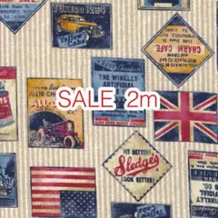 ラスト2点 SALE 2m デニム調ワッペン ベージュ オックス