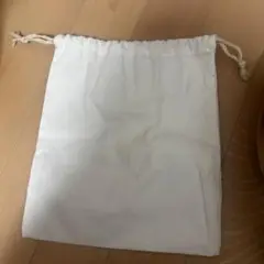 ホワイト 無地の巾着袋 ポーチ ハンドメイド
